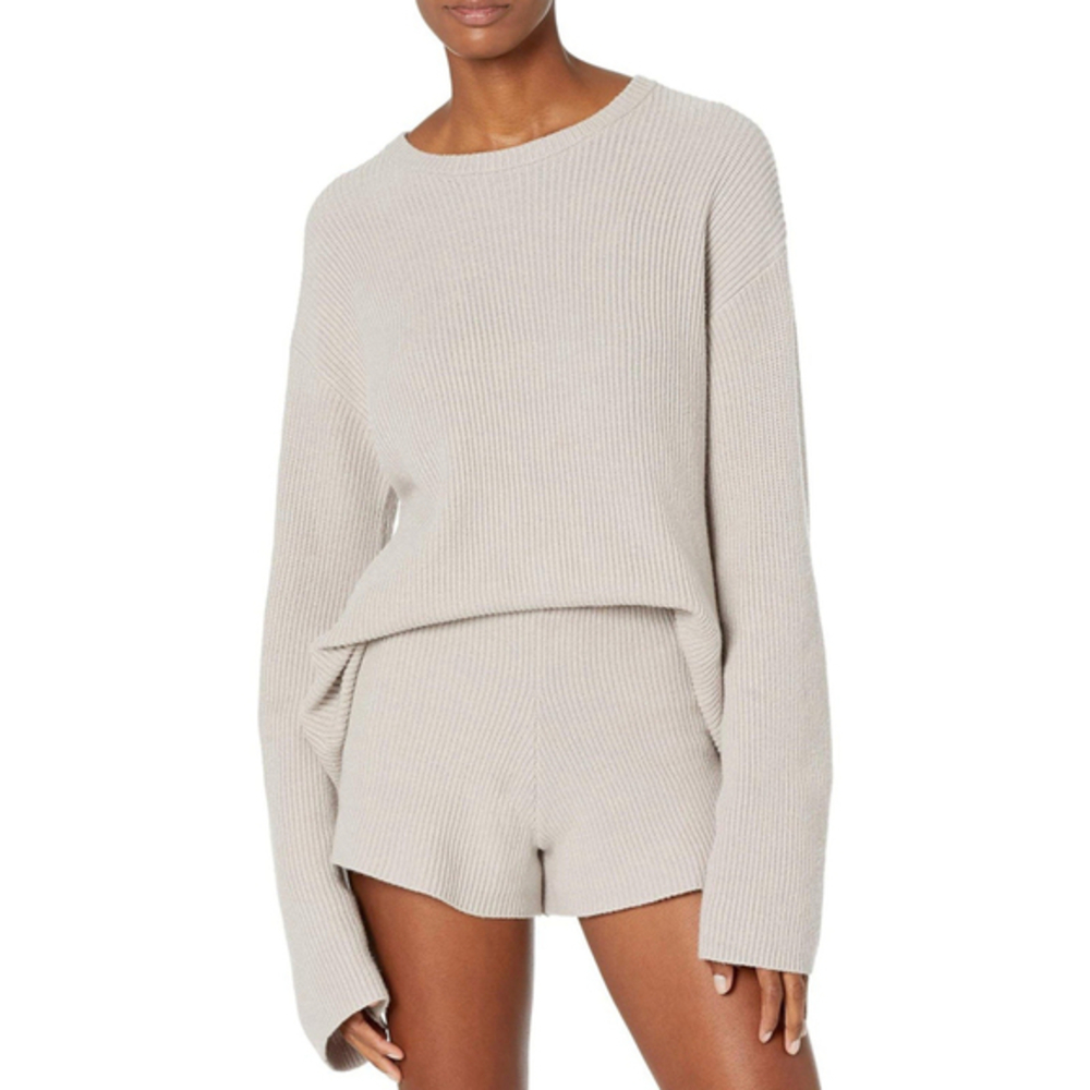 The Drop Women's Alice Crew-Neck Back-Slit Ribbed Pullover Sweater XS.